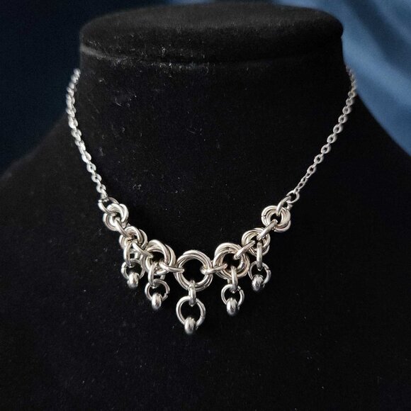 Hand Crafted Jewelry - Gothic vintage silver elegant princess chandelier chain mail necklace
